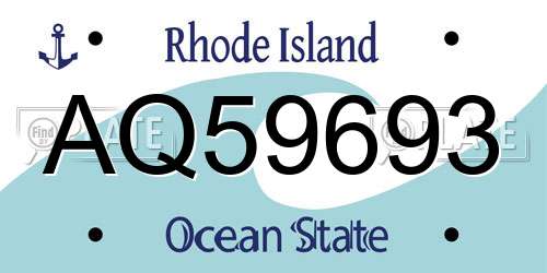AQ59693 Rhode Island License Plate