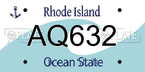 AQ632 Rhode Island License Plate