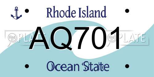 AQ701 Rhode Island License Plate