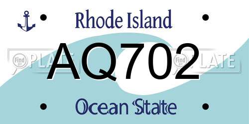 AQ702 Rhode Island License Plate