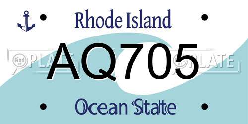 AQ705 Rhode Island License Plate