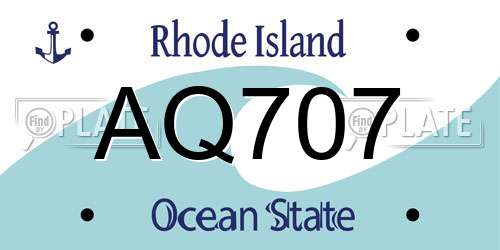 AQ707 Rhode Island License Plate