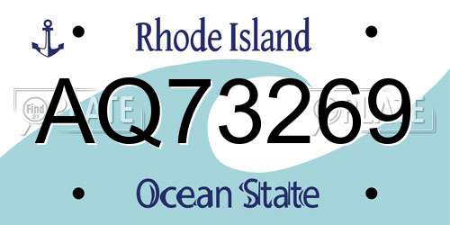 AQ73269 Rhode Island License Plate