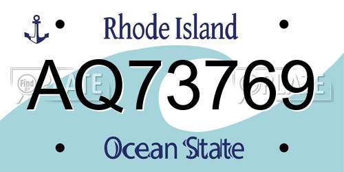 AQ73769 Rhode Island License Plate