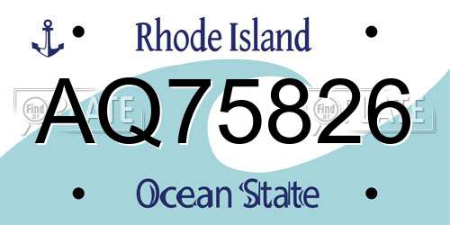 AQ75826 Rhode Island License Plate