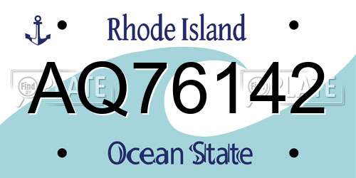 AQ76142 Rhode Island License Plate