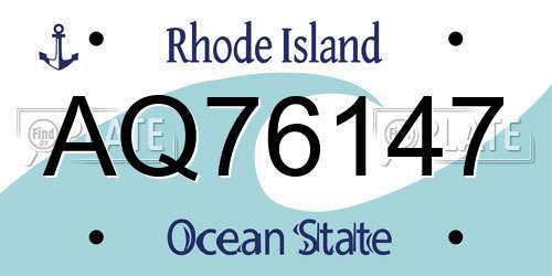 AQ76147 Rhode Island License Plate