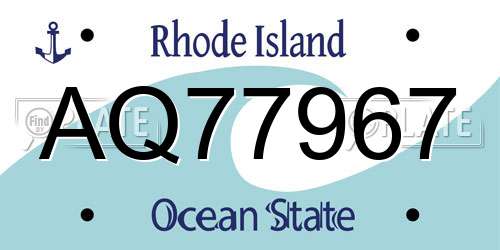AQ77967 Rhode Island License Plate