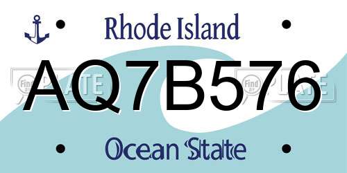 AQ7B576 Rhode Island License Plate
