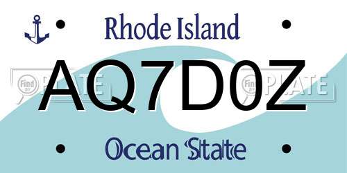 AQ7D0Z Rhode Island License Plate