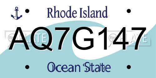 AQ7G147 Rhode Island License Plate