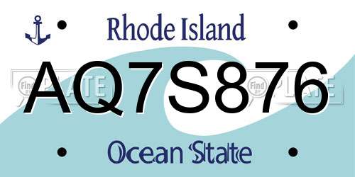 AQ7S876 Rhode Island License Plate