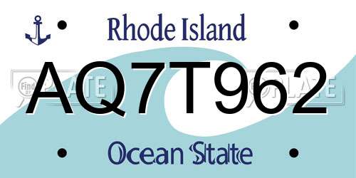 AQ7T962 Rhode Island License Plate