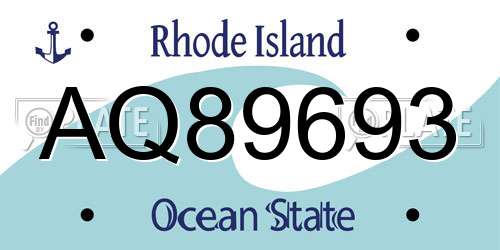 AQ89693 Rhode Island License Plate