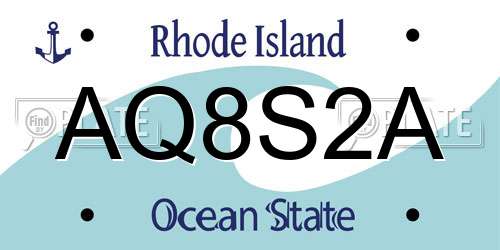 AQ8S2A Rhode Island License Plate