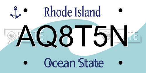 AQ8T5N Rhode Island License Plate