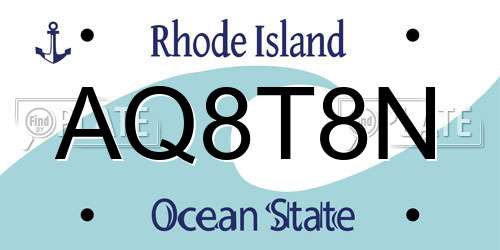 AQ8T8N Rhode Island License Plate