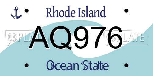 AQ976 Rhode Island License Plate