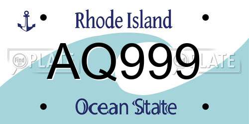 AQ999 Rhode Island License Plate