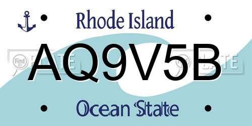 AQ9V5B Rhode Island License Plate