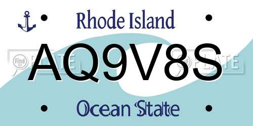 AQ9V8S Rhode Island License Plate