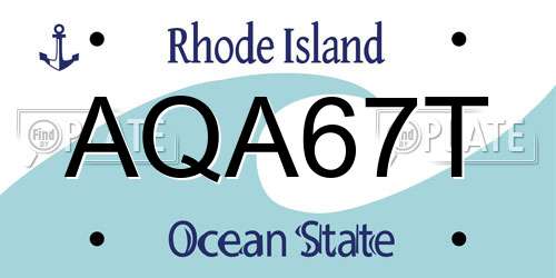 AQA67T Rhode Island License Plate