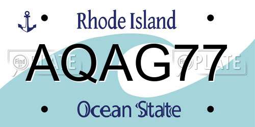 AQAG77 Rhode Island License Plate