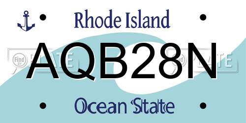 AQB28N Rhode Island License Plate