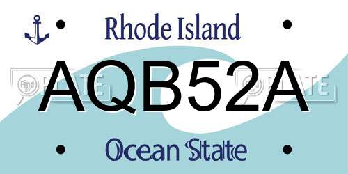 AQB52A Rhode Island License Plate