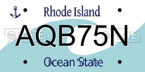 AQB75N Rhode Island License Plate