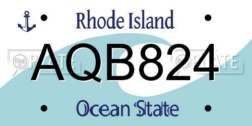 AQB824 Rhode Island License Plate