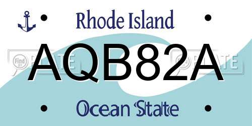 AQB82A Rhode Island License Plate