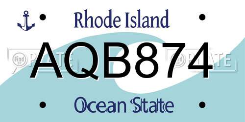AQB874 Rhode Island License Plate