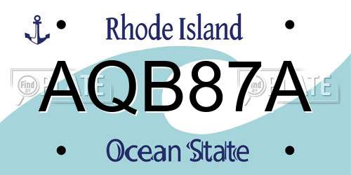 AQB87A Rhode Island License Plate