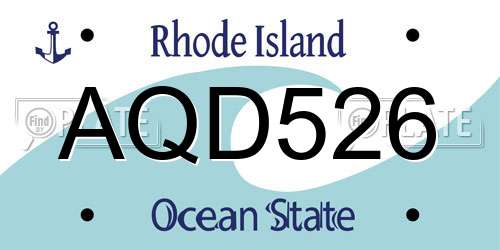 AQD526 Rhode Island License Plate