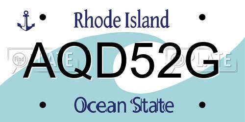 AQD52G Rhode Island License Plate