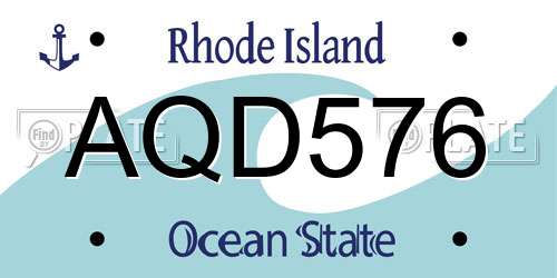 AQD576 Rhode Island License Plate