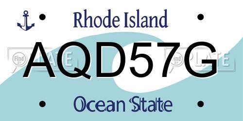 AQD57G Rhode Island License Plate
