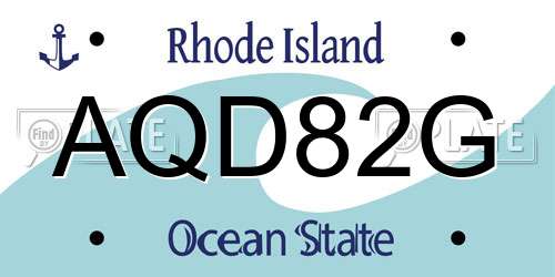AQD82G Rhode Island License Plate