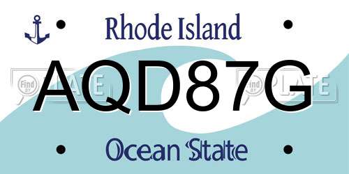 AQD87G Rhode Island License Plate