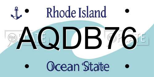 AQDB76 Rhode Island License Plate