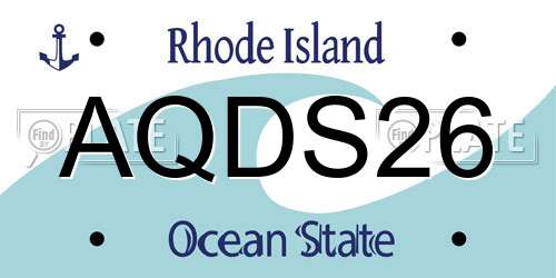 AQDS26 Rhode Island License Plate
