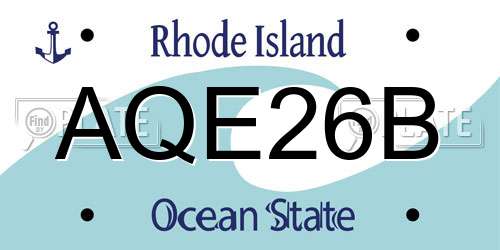 AQE26B Rhode Island License Plate