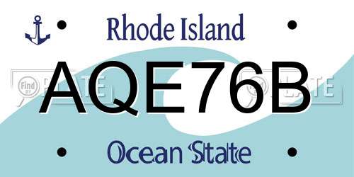 AQE76B Rhode Island License Plate
