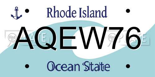 AQEW76 Rhode Island License Plate