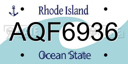 AQF6936 Rhode Island License Plate