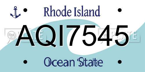 AQI7545 Rhode Island License Plate