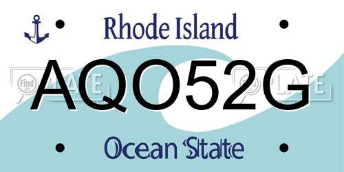 AQO52G Rhode Island License Plate