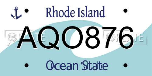 AQO876 Rhode Island License Plate