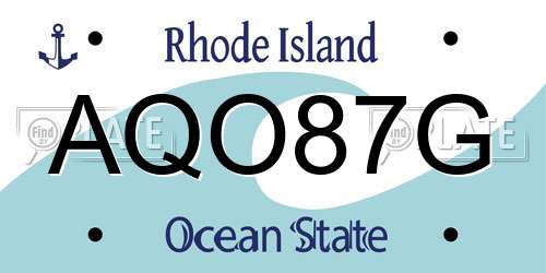 AQO87G Rhode Island License Plate